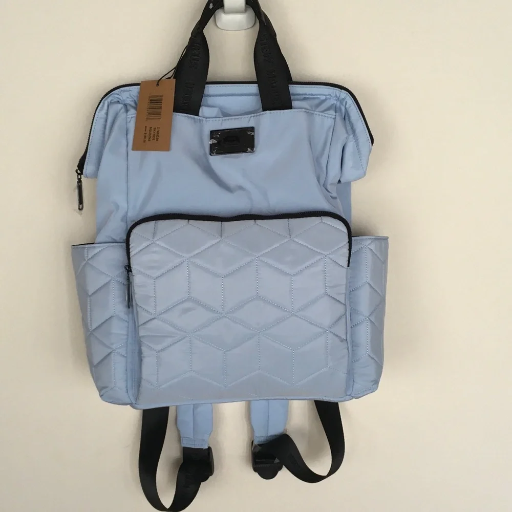 Light Blue Quilted Men's Backpack - Minimal Carry